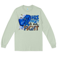 Matcha his fight is our fight colon cancer blue ribbon Long Sleeve Tee - NancyCooperArtShop