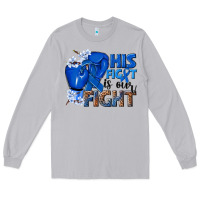 Moon Dust his fight is our fight colon cancer blue ribbon Long Sleeve Tee - NancyCooperArtShop