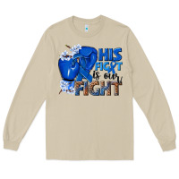 Mushroom his fight is our fight colon cancer blue ribbon Long Sleeve Tee - NancyCooperArtShop
