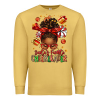 Antique Gold santa's favorite cheerleader afro messy bun Premium Sweatshirt - texasbilliewilder