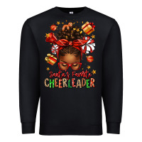 Black santa's favorite cheerleader afro messy bun Premium Sweatshirt - texasbilliewilder