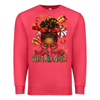 Cardinal santa's favorite cheerleader afro messy bun Premium Sweatshirt - texasbilliewilder