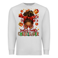 Dove Grey santa's favorite cheerleader afro messy bun Premium Sweatshirt - texasbilliewilder