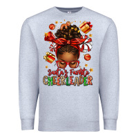 Heather Grey santa's favorite cheerleader afro messy bun Premium Sweatshirt - texasbilliewilder