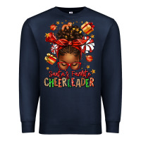 Navy santa's favorite cheerleader afro messy bun Premium Sweatshirt - texasbilliewilder