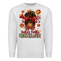 Oatmeal Heather santa's favorite cheerleader afro messy bun Premium Sweatshirt - texasbilliewilder