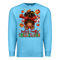 Ocean Blue santa's favorite cheerleader afro messy bun Premium Sweatshirt - texasbilliewilder