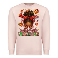 Pale Pink santa's favorite cheerleader afro messy bun Premium Sweatshirt - texasbilliewilder