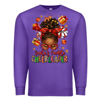 Purple santa's favorite cheerleader afro messy bun Premium Sweatshirt - texasbilliewilder