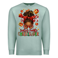Santa's Favorite Cheerleader Afro Messy Bun Premium Sweatshirt | Teevron