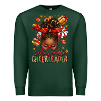 Sports Green santa's favorite cheerleader afro messy bun Premium Sweatshirt - texasbilliewilder