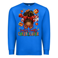 True Royal santa's favorite cheerleader afro messy bun Premium Sweatshirt - texasbilliewilder
