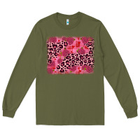 Army Green valentine's day roses leopard background Long Sleeve Tee - JahusDesignShop