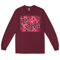 Burgundy valentine's day roses leopard background Long Sleeve Tee - JahusDesignShop