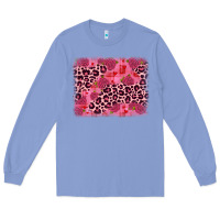 Colony Blue valentine's day roses leopard background Long Sleeve Tee - JahusDesignShop