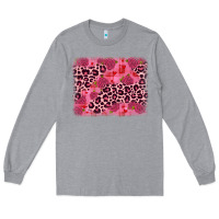 Heather Grey valentine's day roses leopard background Long Sleeve Tee - JahusDesignShop