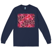 Navy valentine's day roses leopard background Long Sleeve Tee - JahusDesignShop
