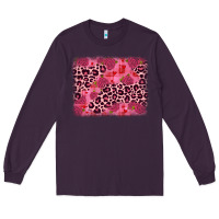 Plum valentine's day roses leopard background Long Sleeve Tee - JahusDesignShop