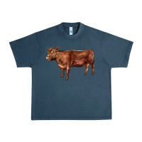 Midnight Navy red angus cow Urban Heavy Tee - LillyAllenDesigns
