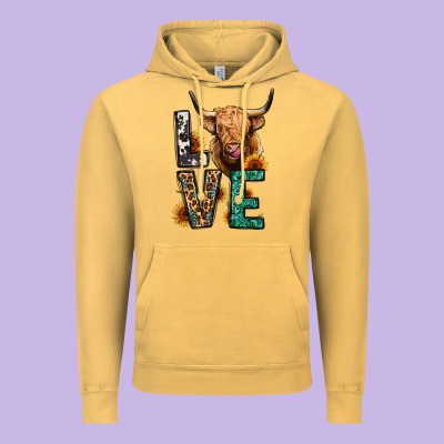 Love Long Haired Cow Vintage Hoodie Designed By Jasminsmagicworld