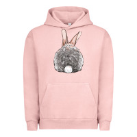Pigment Salmon Easter bunny back view Urban Hoodie - OliviaCreatesArt