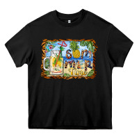 Black summer time pineapple and  beach Heavy Core Tee - BarkalooDesign