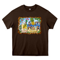 Chocolate Brown summer time pineapple and  beach Heavy Core Tee - BarkalooDesign
