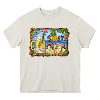 Cream summer time pineapple and  beach Heavy Core Tee - BarkalooDesign