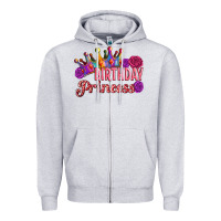 Heather Grey birthday princess Zipper Hoodie - Artiststas
