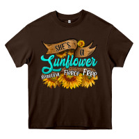 Chocolate Brown she's a sunflower beautiful fierce free Heavy Core Tee - HRA Design Shop