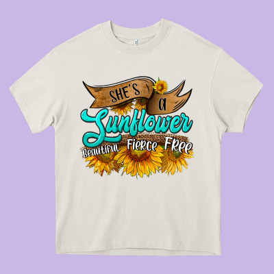 She's A Sunflower Beautiful Fierce Free Heavy Core Tee Designed By Hra Design Shop
