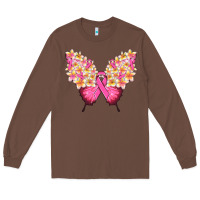 Chestnut Pink ribbon Breast Cancer butterfly Long Sleeve Tee - NancyCooperArtShop