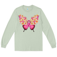 Matcha Pink ribbon Breast Cancer butterfly Long Sleeve Tee - NancyCooperArtShop
