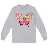 Moon Dust Pink ribbon Breast Cancer butterfly Long Sleeve Tee - NancyCooperArtShop