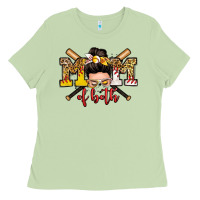 Matcha mom of both baseball and softball messy bun Ladies Tee - Zillion Design Studio