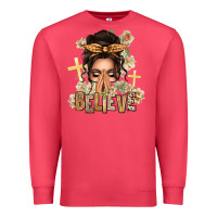 Cardinal believe praying caucasian messy bun Premium Sweatshirt - texasbilliewilder