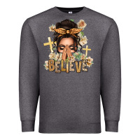 Charcoal Heather believe praying caucasian messy bun Premium Sweatshirt - texasbilliewilder