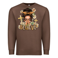 Chestnut believe praying caucasian messy bun Premium Sweatshirt - texasbilliewilder