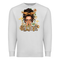 Dove Grey believe praying caucasian messy bun Premium Sweatshirt - texasbilliewilder
