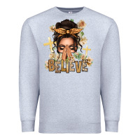 Heather Grey believe praying caucasian messy bun Premium Sweatshirt - texasbilliewilder