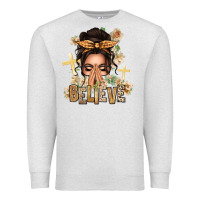 Oatmeal Heather believe praying caucasian messy bun Premium Sweatshirt - texasbilliewilder