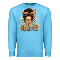 Ocean Blue believe praying caucasian messy bun Premium Sweatshirt - texasbilliewilder