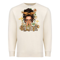 Sandshell believe praying caucasian messy bun Premium Sweatshirt - texasbilliewilder