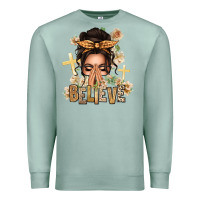 Seafoam believe praying caucasian messy bun Premium Sweatshirt - texasbilliewilder