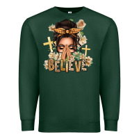 Sports Green believe praying caucasian messy bun Premium Sweatshirt - texasbilliewilder
