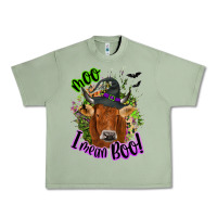 Oil Green Moo i mean boo Cow Urban Heavy Tee - NancyCooperArtShop