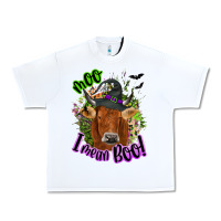 White Moo i mean boo Cow Urban Heavy Tee - NancyCooperArtShop
