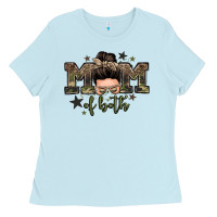 Baby Blue mom of both boys messy bun Ladies Tee - Zillion Design Studio