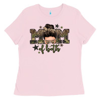 Bubblegum Pink mom of both boys messy bun Ladies Tee - Zillion Design Studio