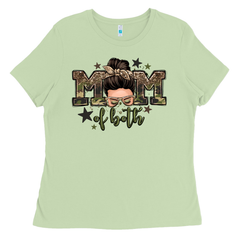 Mom Of Both Boys Messy Bun Ladies Tee by Zillion Design Studio | Teevron